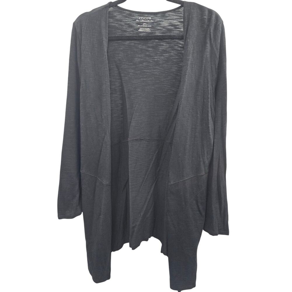 Chicos Cardigan Sweater Womens Small Basic Knit Normcore Academia Office Pockets